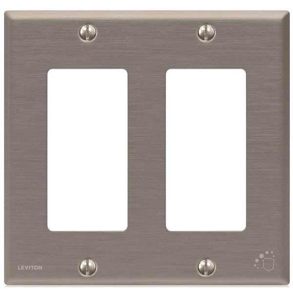 Ezgeneration 84409-A40 2-Gang Decora Switch Wallplate Standard Size protective Treated Stainless Steel EZ1582107 - main